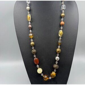 Premier Designs Beaded Necklace multi material beads 31-38 Inches